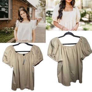 Ann Taylor Off-Shoulder “Baby Doll” Top